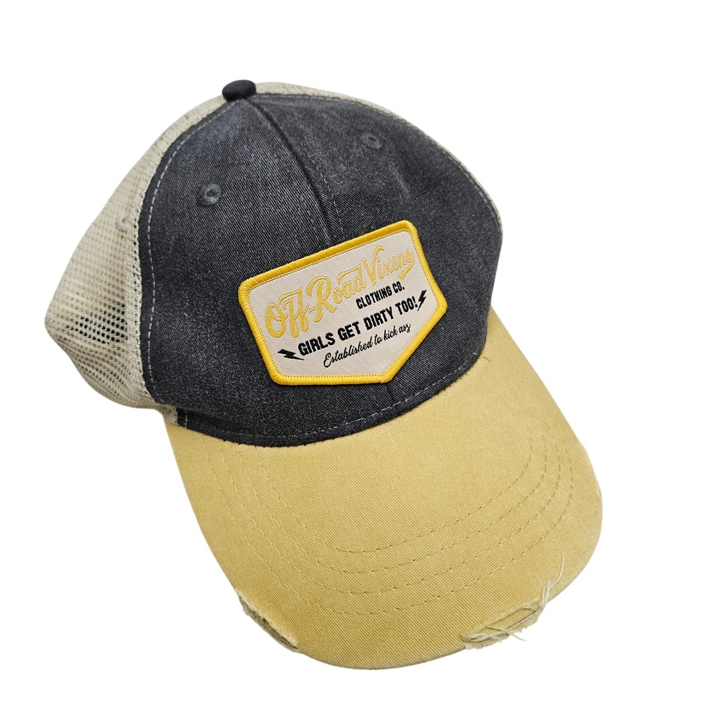 Off Road Vixens Trucker Hat Women OSFA Grey Yellow‎ Girls Get Dirty Too Snapback